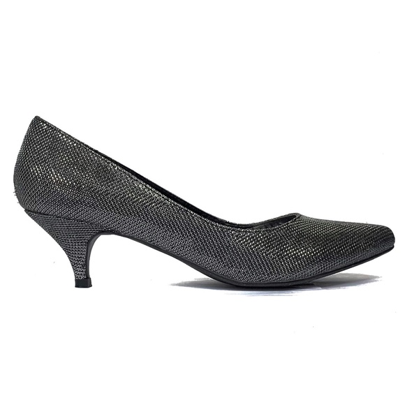 Lasonia M2655 Women’s Dark Gray Glitter Pointed Toe 2 Inch Heels Size 8.5 (EUC) - Picture 1 of 15